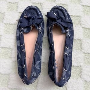 Coach Denim Ballet Flats Bow Detail Women’s Size 6B